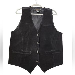 Don't Stop Vintage Leather Suede Vest Western Indie Boho Large